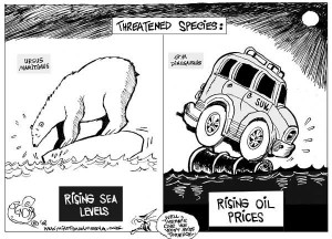 Cartoon of SUVs and the Effects on the Environment