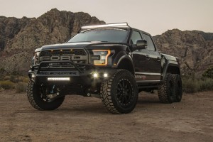 The Hennessey Velociraptor 6x6 uses the platform of the Ford Raptor F-150.