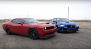 dodge challenger hellcat vs honda civic type r